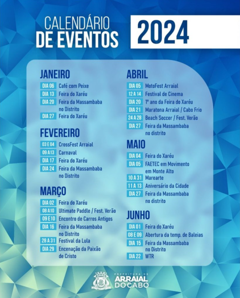 1 31589490 Arraial do Cabo divulga calendário de eventos 2024