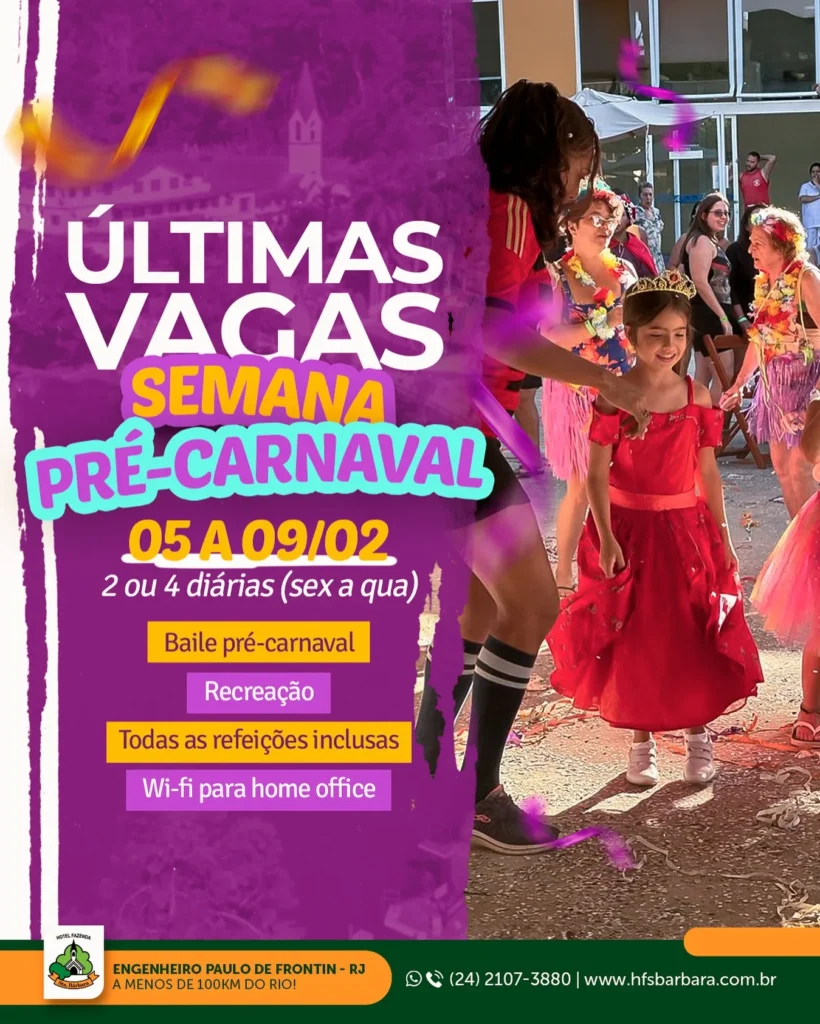 hotelfazendasantabarbara 1704228997 3271632410889577786 7207949967 1 jpg Últimas vagas para semana pré-carnaval no Hotel Fazenda Santa Bárbara