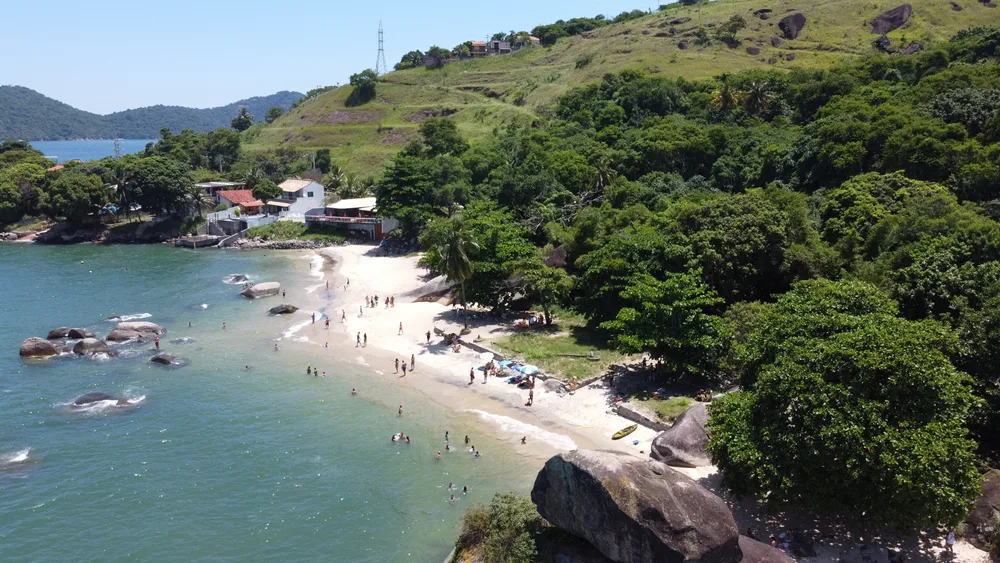 Aerial,View,Of,Tropical,Green,Coast,Beach,Of,Mangaratiba,,Rio