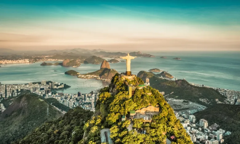 Aerial,View,Of,Botafogo,Bay,From,High,Angle,,Rio,De