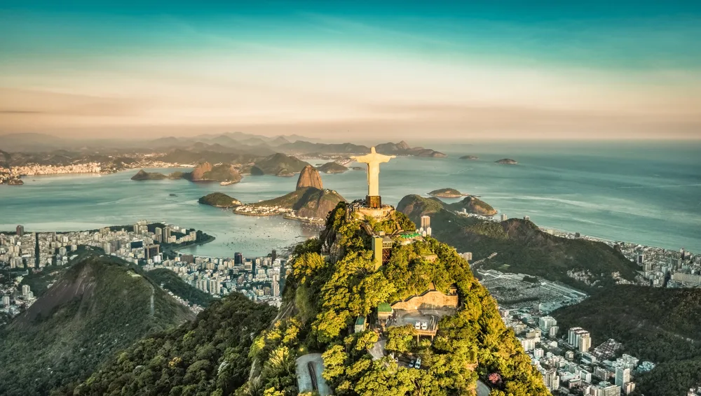 Aerial,View,Of,Botafogo,Bay,From,High,Angle,,Rio,De