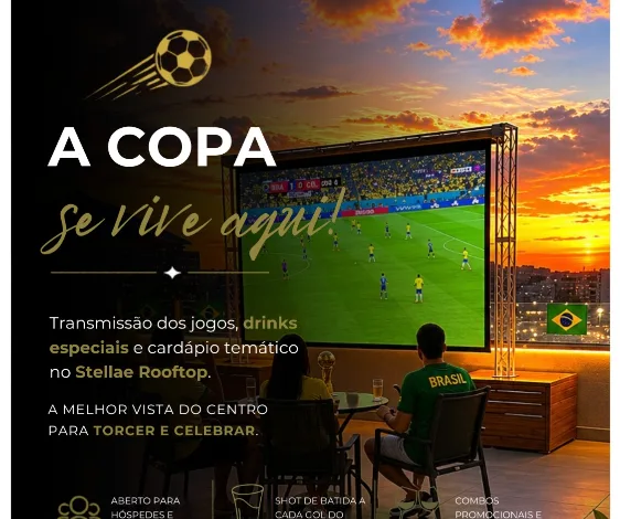 Transmissão da Copa no Stellae Rooftop, no Arosa Rio Hotel