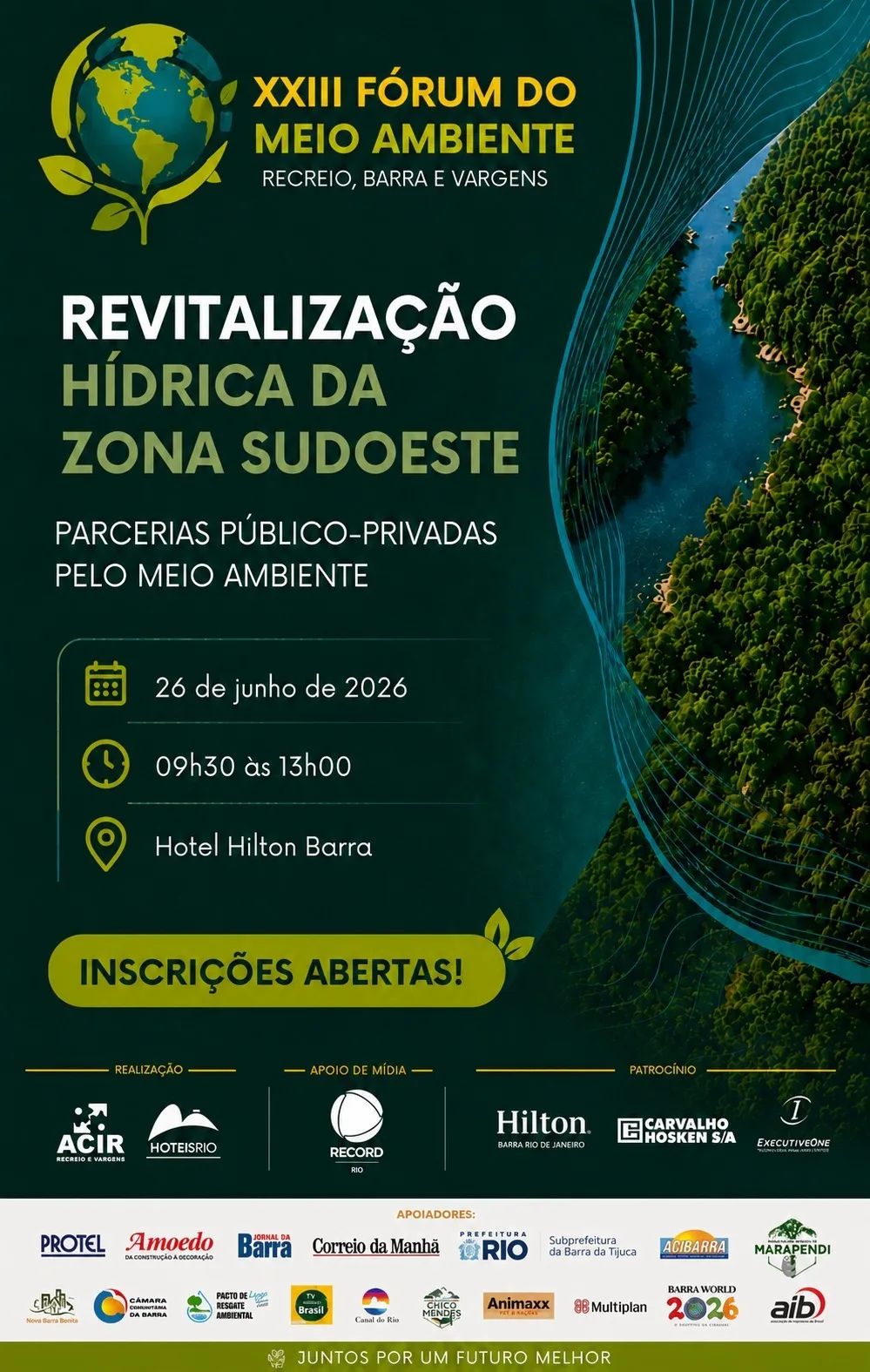 Convite oficial — XXIII Fórum de Meio Ambiente · Hotel Hilton Barra · 26 de junho de 2026