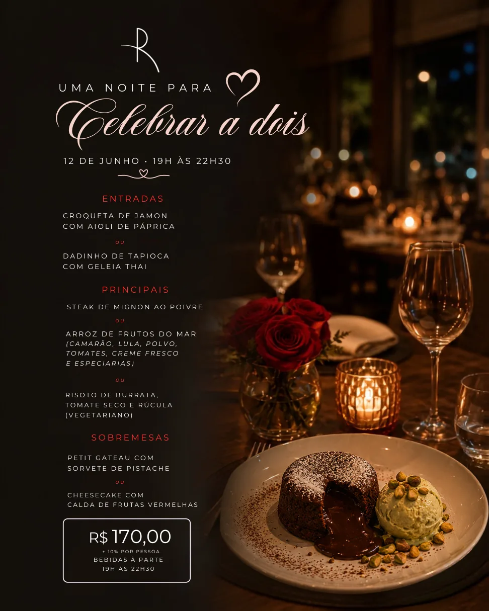 Menu especial de Dia dos Namorados no Regency Barra Hotel
