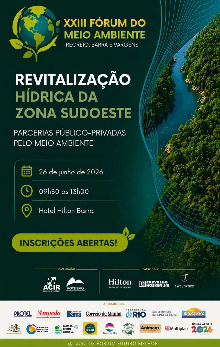 Convite oficial — XXIII Fórum de Meio Ambiente · Hotel Hilton Barra · 26 de junho de 2026