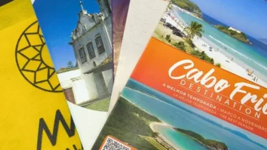 Representante da Secretaria de Turismo de Cabo Frio no espaco de networking da 19a ExpoCatolica, em Sao Paulo, divulgando o roteiro de turismo religioso do municipio