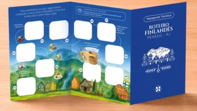 Material de divulgacao do Passaporte Finlandes de Penedo, em Itatiaia, iniciativa do Roteiro Finlandes que reune meios de hospedagem, restaurantes e atrativos turisticos