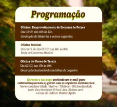 Saquarema abre inscrições para oficinas sustentáveis de arte, cultura e meio ambiente