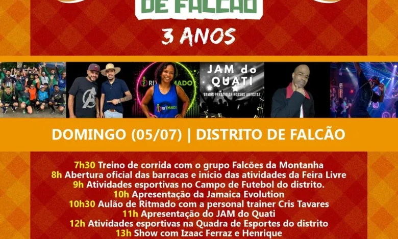 Quatis - 3º Aniversário da Feira Livre de Falcão acontece neste domingo com grande programação em Quatis