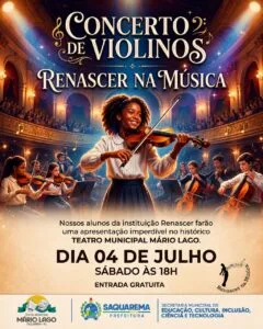 Saquarema - Teatro Mário Lago terá Concerto de Violinos com entrada gratuita no próximo sábado em Saquarema