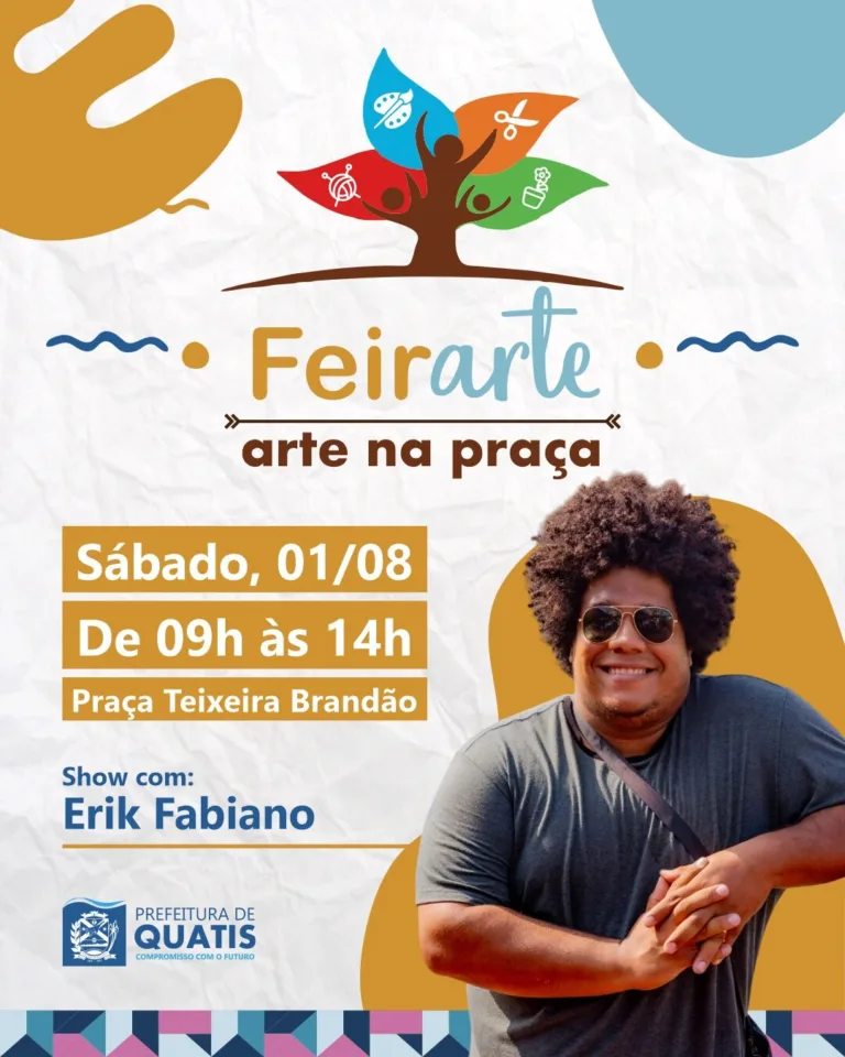 Card oficial da FeirArte em Quatis com show de rock
