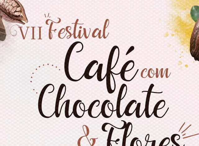 Card de divulgacao do VII Festival Cafe com Chocolate e Flores, de 4 a 7 de setembro no Lago de Javary, em Miguel Pereira